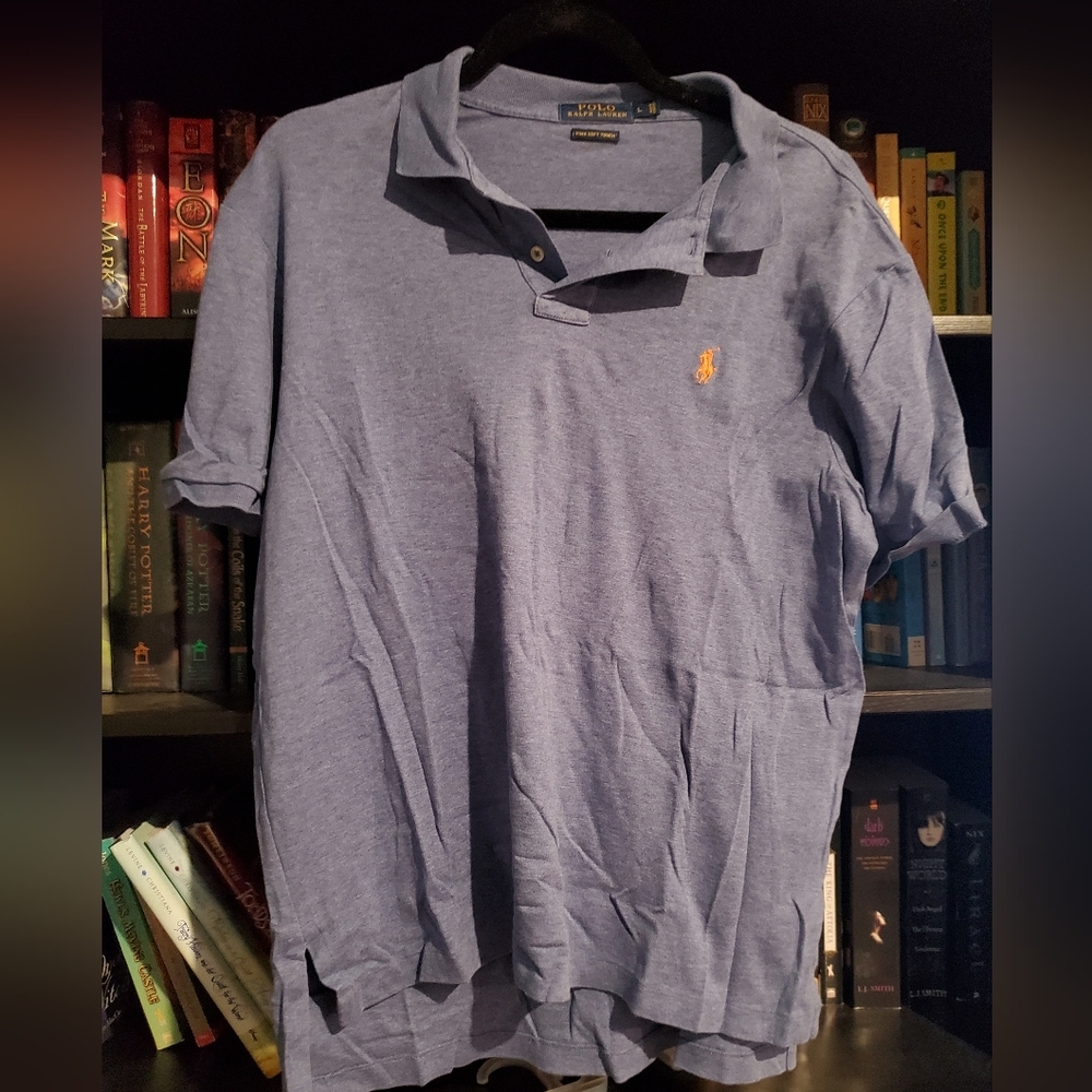 RALPH Lauren Polo Pima Soft Touch Cotton heathered blue mens large